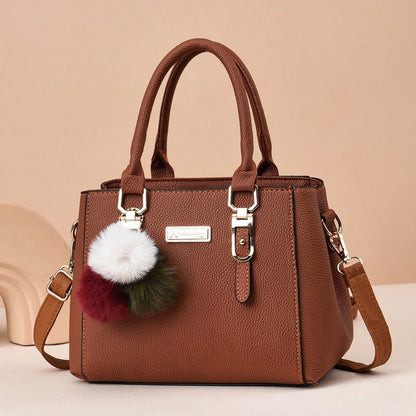 Fashion Double Layer Fur Accent Shoulder Bag