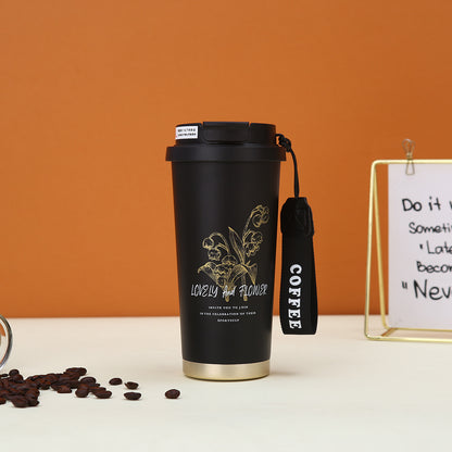 Floral Insulated Tumbler with Straw